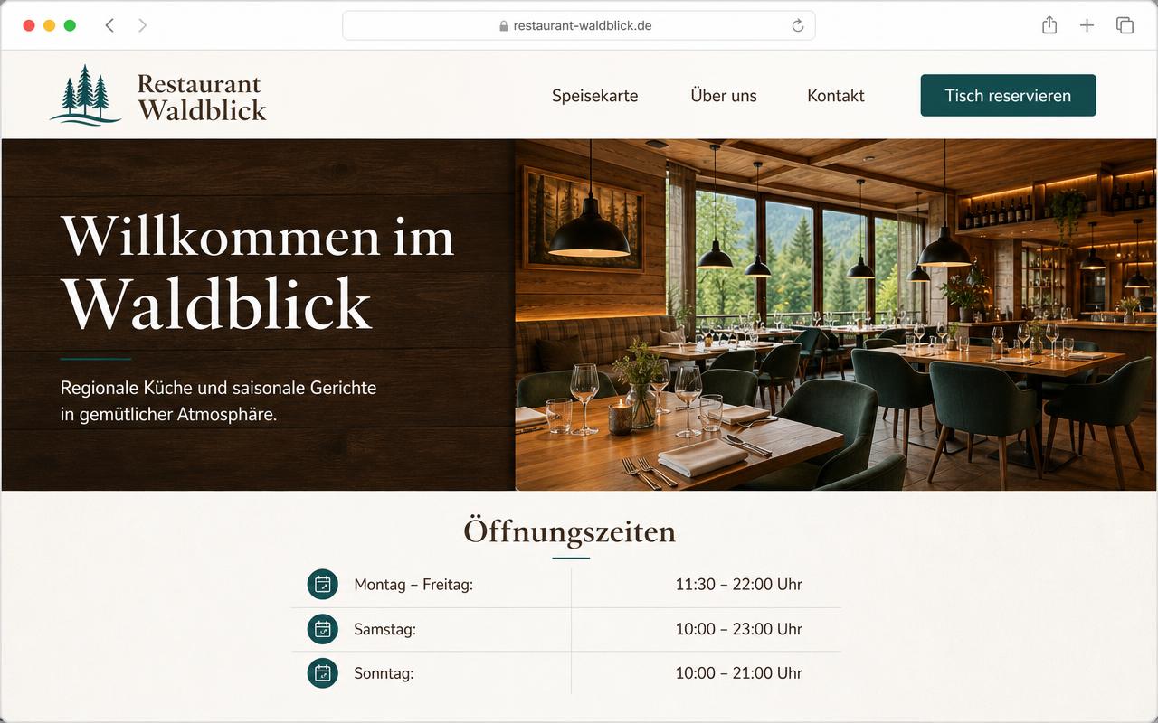 Beispiel einer Website: Gastronomie