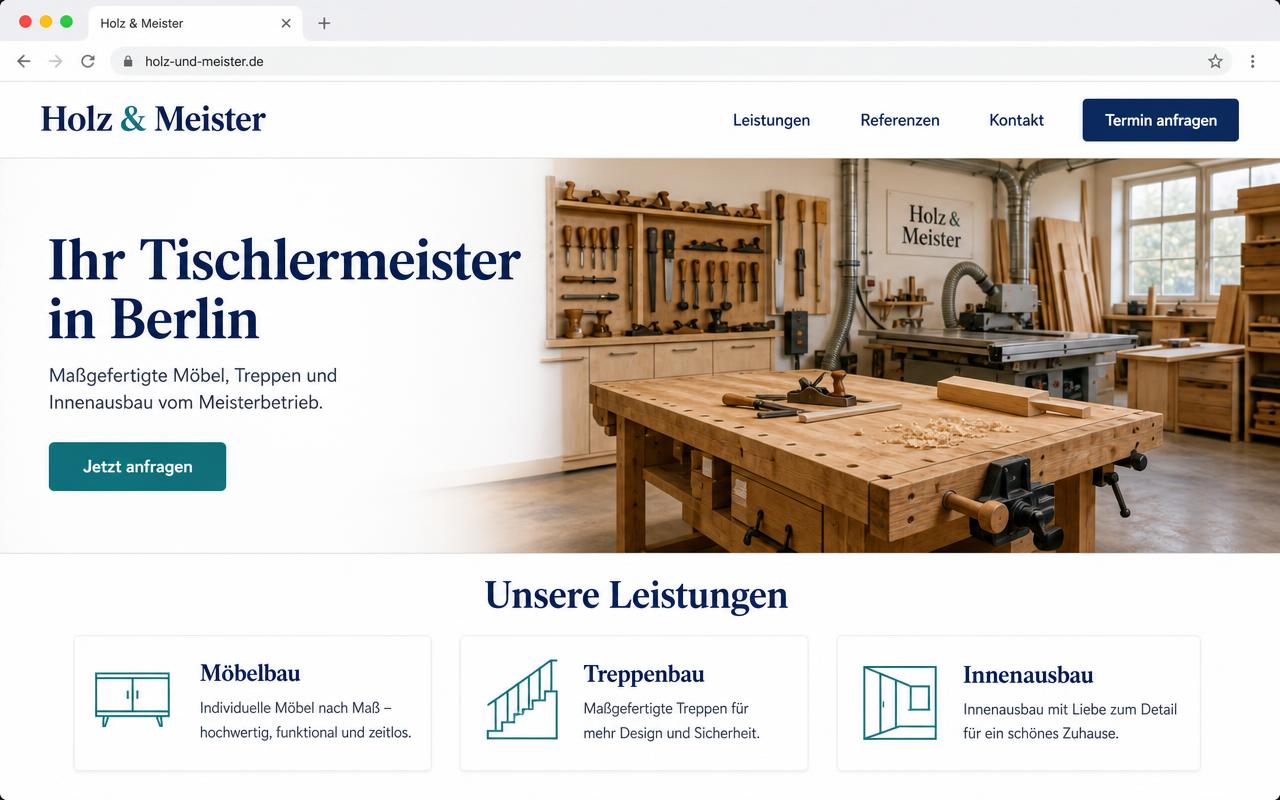 Beispiel einer Website: Handwerk
